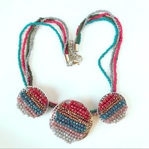 Crystal Beaded Multi Strand Fashion Necklace